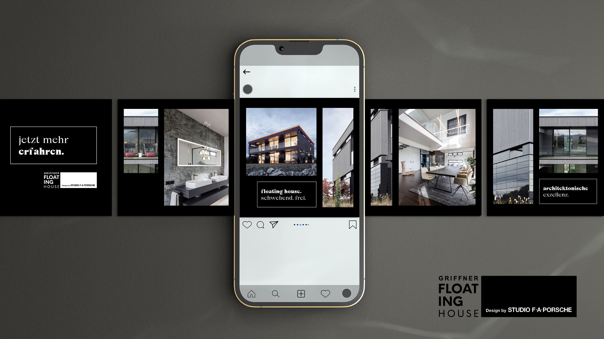 Hier siehst du die mobile Ansicht der Landingpage des Floating House von Griffnerhaus